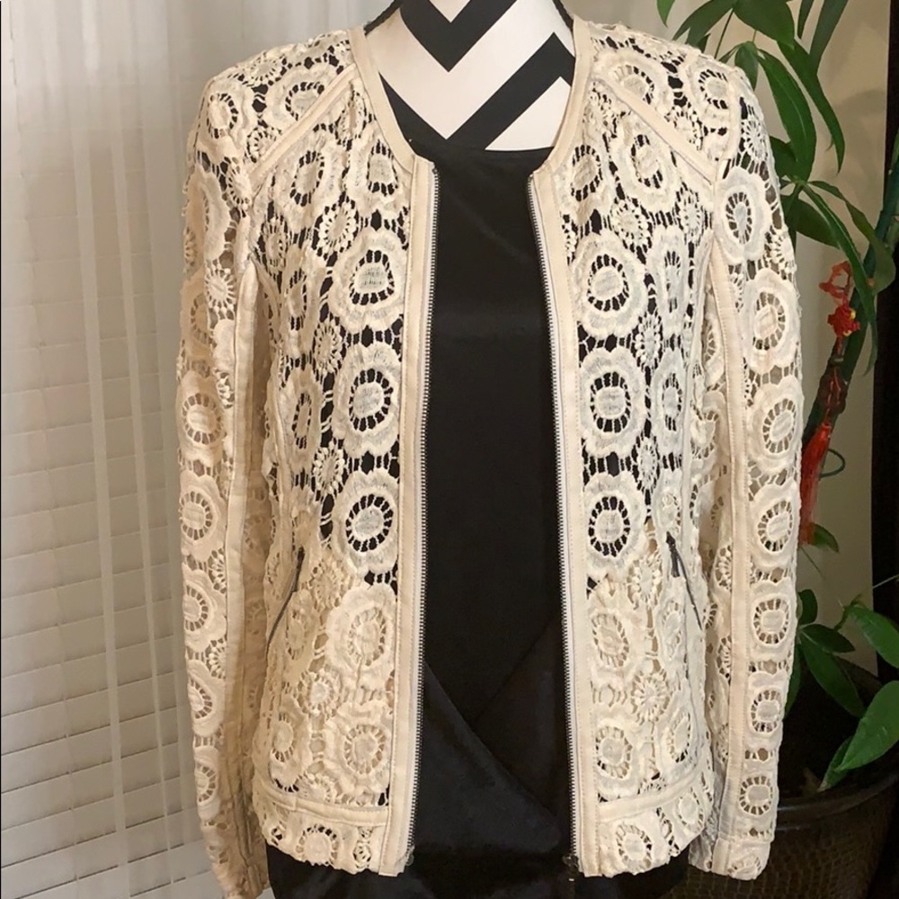 Neiman Marcus Crochet with Lambskin Jacket SALE